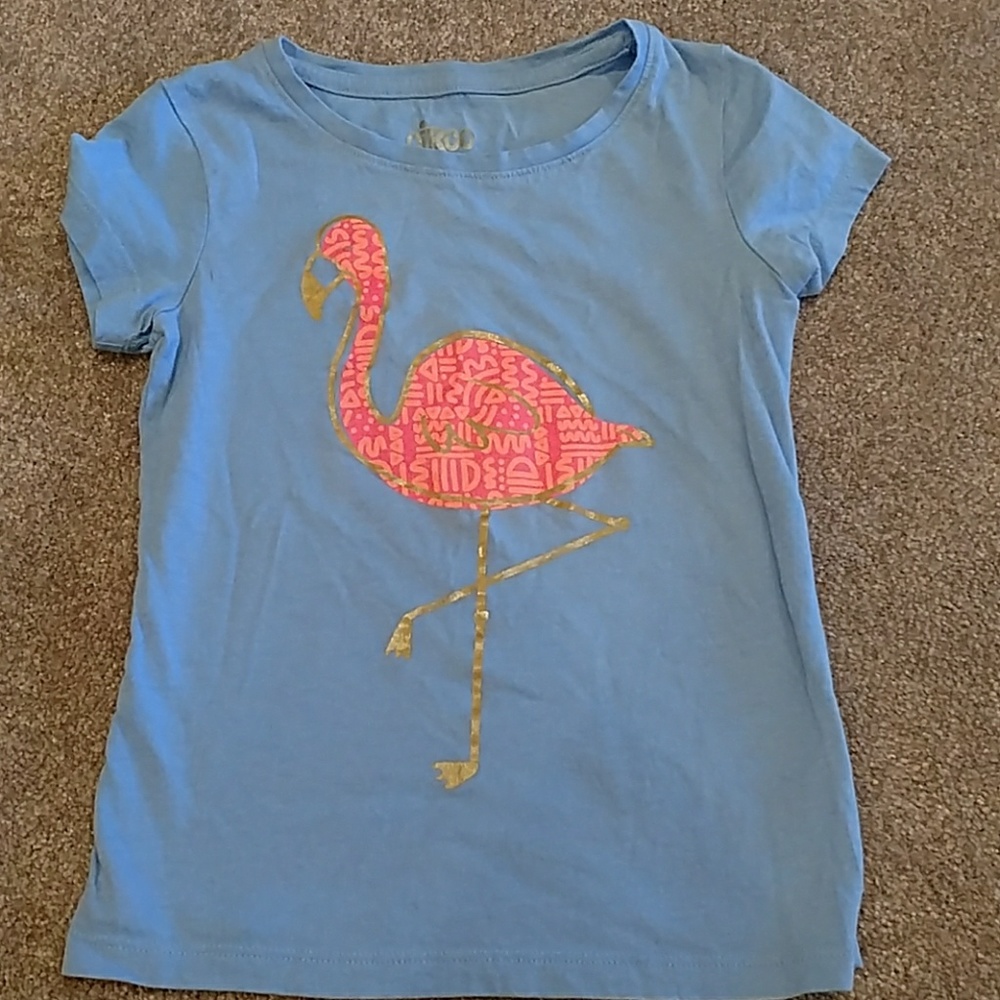 Girls blue flamingo t-shirt size xs (5)